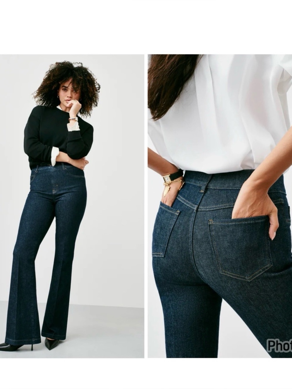 SPANXshape Original EveryWear High-rise flare‎ pull-on Raw Indigo Jeans, size M